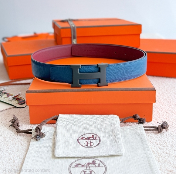 Other - Men's Hermes Blue/red Reversible Leather Belt